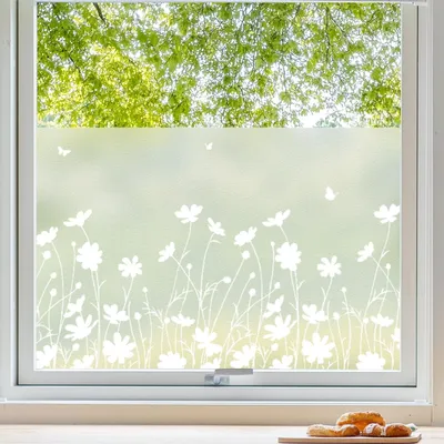 Blickdichte Fensterfolie mit Löwenzahn-Motiv, 44,5 x 400 cm
