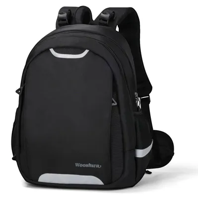Produktbild von Kinderrucksack 28L Schulrucksack mit Brustgurt & Hüftgurt, Reflexstreifen, Schwarz