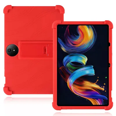 Image de Étui de protection pour tablette TCL NxtPaper 11 Plus 11,5 pouces, en silicone souple résistant aux chocs, avec support, de couleur rouge