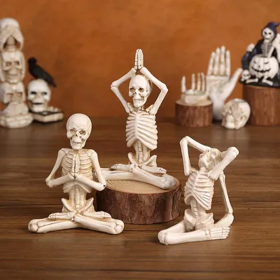 Produktbild von 3 Halloween-Schädeldekorationen, Dekorationen für die festliche Atmosphäre, Spukhaus, Geisterinschrift, Horror-Dekorationszubehör zum Erschrecken