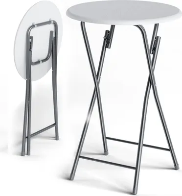 Image de CASARIA® 2x Table de cocktail ronde aspect bois 110 cm Ø60 cm plateau table MDF mange debout extérieur table d’appoint