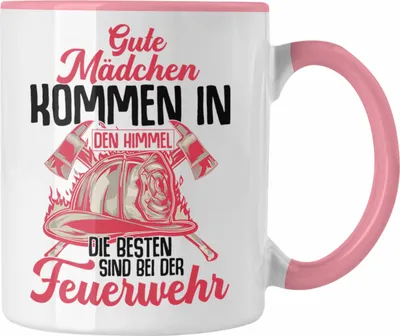 Produktbild von Trendation - Feuerwehr Frau Tasse Geschenk Frauen Feuerwehrfrauen Spruch Geschenkidee (Rosa)