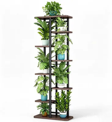 Immagine prodotto di Supporto per piante da interno - Scaffale angolare in metallo con 8 ripiani - Porta piante - Ideale per soggiorno, balcone, terrazzo