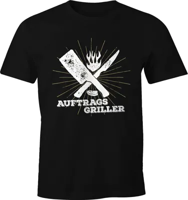 Produktbild von Herren T-Shirt Auftragsgriller Fun-Shirt Grill-Shirt BBQ Moonworks® schwarz L