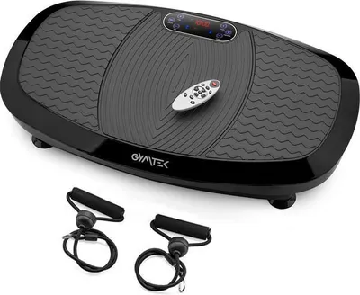 Produktbild von Gymtek® Vibrationsplatte, Vibrotrainer - bis 180 kg - 5 Ausbildungsprogramme - 2 Expanderbänder - Bluetooth, Fernbedienung, LCD - Massage, Fitness