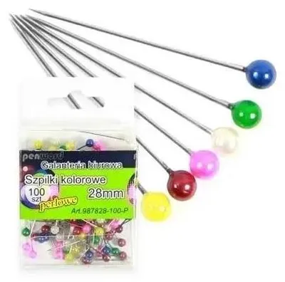 Image de Épingles colorées nacrées 28 mm, 100 pièces - Penword