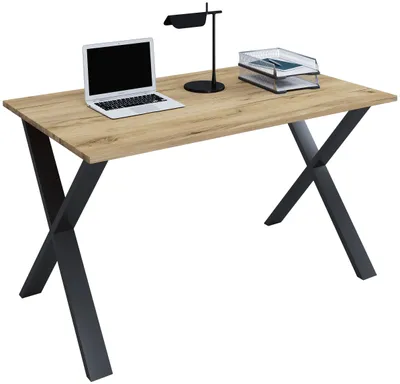 Produktbild von VCM Holz Schreibtisch | H. 76 x B. 80 x T. 50 cm | Computertisch schlicht | Füße aus hochwertigem Metall | Arbeitstisch | Büromöbel - Lona U