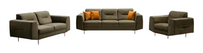 Produktbild von BEAUTYSOFA | Couchgarnitur VENEZIA Samtstoff Grün – Sofa Set 3+2+1, Polsterset mit Metallbeinen Kupfer, Wohnzimmer Set ohne Schlaffunktion