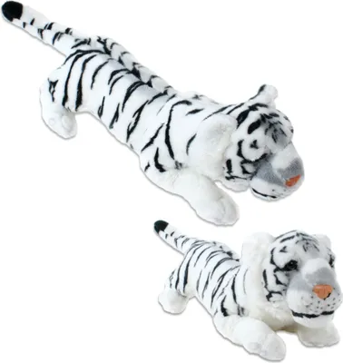 Produktbild von TE-Trend Tiger Plüschtiger Wildtier liegend Plüsch Kuscheltier Dschungel Steppe Großkatze Tiger weiß schleichend 80 cm