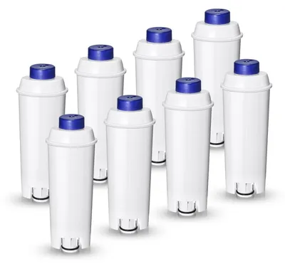 Image de Filtre à eau pour machine à café entièrement automatique, pack de 8, compatible avec les modèles DeLonghi ECAM, Dinamica, Magnifica, Autentica, Esam