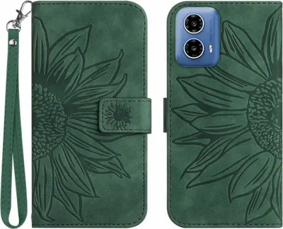 Produktbild von Motorola Moto G85 Hülle - Coverup Sonnenblume Klapphülle mit Schlüsselband - Grün