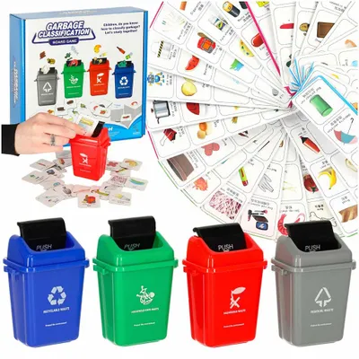 Produktbild von Lernspiel zur Mülltrennung – Geschicklichkeitsspiel, Abfalltrennung, Umweltbildung + 108 Karten