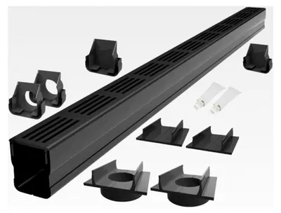 Produktbild von Entwässerungsrinne Set 12,00 m | Aluminium Schwarz | Typ 65x60