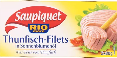 Produktbild von Saupiquet Thunfisch Filets in Sonnenblumenoel Dose 80g 2er Pack