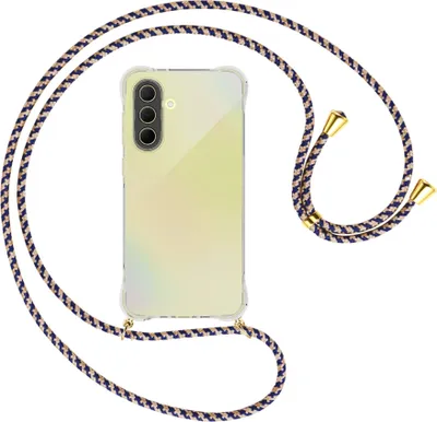 Produktbild von Handykette Backcover-Schutzhülle mit Band (Metall goldfarben) für Samsung A36 5G - blau+beige