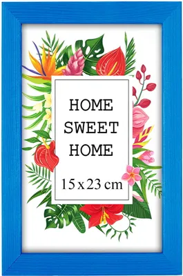 Obrázek produktu pro MG Design rámeček na obrázky 15 x 23 cm - barva modrá, ze dřeva, s akrylovým sklem - pro vertikální nebo horizontální zavěšení/postavení, na fotografie, plakáty