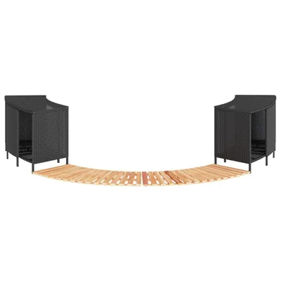 Produktbild von Whirlpool-Umrandung Schwarz Poly-Rattan und Massivholz Akazie