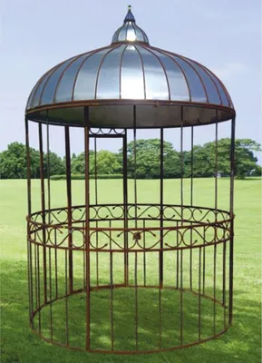 Produktbild von Casa Padrino Jugendstil Garten Vogelhaus Rost / Silber Ø 200 x H. 300 cm - Nostalgische Vogelhäuser