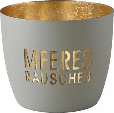 Immagine prodotto di Gift Company Windlicht Madras Meeresrauschen M, Teelichthalter, Kerzenhalter, Eisen, Flannel / Gold, H 8.5 cm, 1172704030
