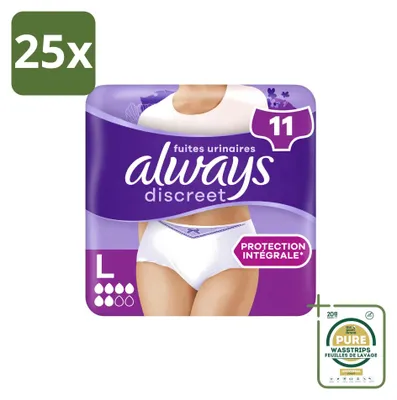 Image de 25 culottes absorbantes Always Discreet pour l'incontinence - Taille L - Pack économique - 25 pièces