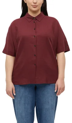 Produktbild von s.Oliver Damen Bluse – Relaxed Fit, Kurzarm, Hemdkragen, Leinenmix