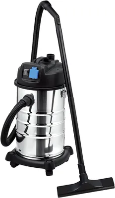 Image de Aspirateur industriel en acier inoxydable, à usage sec et humide, avec un réservoir de 30 litres et une puissance de 1400 W