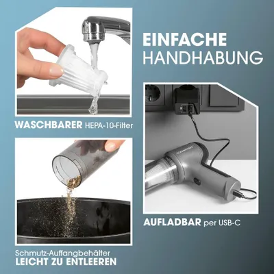 Produktbild von CLEANmaxx Akku-Handstaubsauger - kabellos & wiederaufladbar - starke 6 & 12 kPa