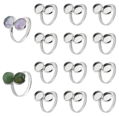 Image de Bagues vierges - Base de bague ajustable pour les doigts - Fabrication de bijoux - 14 pièces
