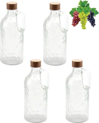 Produktbild von 4x Leere Glasflasche Zum Befüllen 1,1L Likörflaschen Essig-Öl Flaschen Schnapsflaschen Karaffe Wasserflasche Milchflasche