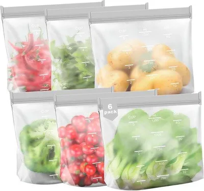 Image de Sacs de congélation en silicone, lot de 6, réutilisables, fond plat, 21,5 x 18 x 5,1 cm