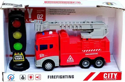 Immagine prodotto di Auto dei pompieri con luci e suoni, a batteria, 23,5 x 14 x 8 cm