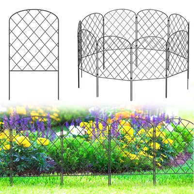Metall-Gartenzaun 61×32 cm, schwarz, 10er-Set, dekorativ