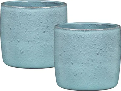 Produktbild von Scheurich Solido, Blumentopf 2er Set aus Keramik,  Farbe: Lagoon, 15 cm Durchmesser, 13,7 cm hoch, 1,9 l Vol.