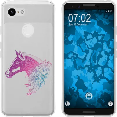 Produktbild von PhoneNatic Case kompatibel mit Google Pixel 3 Silikon-Hülle Floral Pferd M5-6
