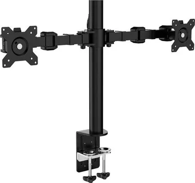 Obrázok produktu pre Držiak na monitory pre 2 monitory, výškovo nastaviteľný, čierny, 33–76 cm, otočný