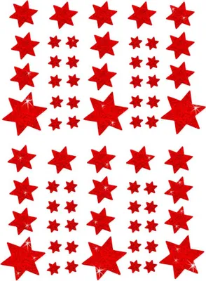 Produktbild von Oblique Unique 68 Sterne Sticker Aufkleber Glitzernd Funkelnd Weihnachtsdeko Weihnachtssterne - rot