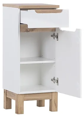 Image de Meuble de salle de bains Étagères Pieds blanc brillant Armoire de salle de bains