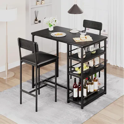 Obrázok produktu pre Barová súprava - Záhradná barová súprava - Bistro súprava - Barový nábytok - Jedálenská súprava - Kompaktná súprava s 3 úrovňami úložného priestoru
