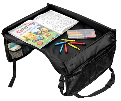 Obrázek produktu pro cestovní stolek do autosedačky dětský organizér skládací 40x31 cm černý