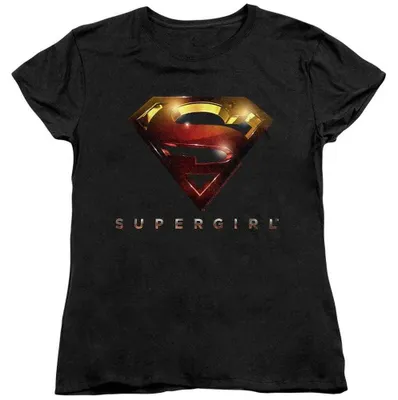 Immagine prodotto di Supergirl - T-shirt da donna, logo, modello aderente TV38984 (taglia S) (nero)