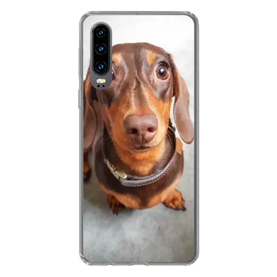 Produktbild von MuchoWow® Handyhülle Schutzhülle Hülle für Huawei P30 Nahaufnahme des Kopfes eines Dackels Silikon Softcase Handy Hülle - Kartenbesitzer
