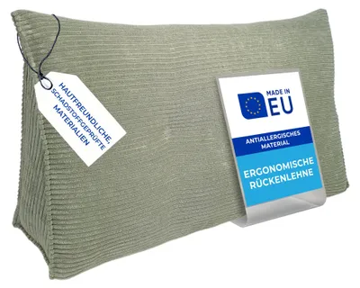 Produktbild von Pillows24 - Rückenkissen für Bett & Sofa mit abnehmbarem, waschbarem Bezug - 120cm breit | Großes Lesekissen - Keilkissen, Cord-Grün