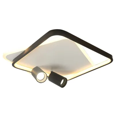 Imagen del producto de Lámpara de techo cuadrada decorativa moderna en  y blanco, LED de 36 W con color variable + 2 focos móviles GU10 de 15 W. Marca: PARMA Light Prestige