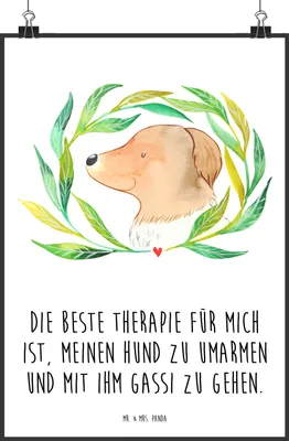 Produktbild von Mr. & Mrs. Panda Bild Hund Blumen DIN A2 - Weiß - Geschenk, Sprüche, wanddeko, drucke, Umarmen, Wandbild, Deko, Gassi gehen, Plakat, Hundeliebe, Hunde