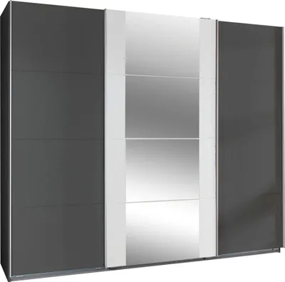 Image de Armoire à portes coulissantes Bern, finition au choix, graphite / blanc, 270 x 64 x 210 cm