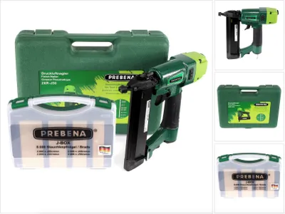 Produktbild von Prebena 2XR-J50 Luftdruck Druckluftnagler im Transportkoffer + J-BOX 8.000 Stauchkopfnägel / Brads