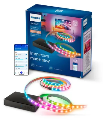 Produktbild von Philips HDMI 2 Sync Box 8K mit Hintergrundbeleuchtung f. TV von 75"–85", Set für intelligente Beleuchtung, Wi-Fi/Bluetooth, Schwarz, Wi-Fi 4 (802.11n), 802.11b, 802.11g, LED, Kunststoff