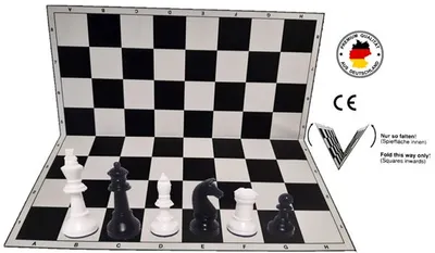 Produktbild von Schachset "Profi" mit Schachbrett und Schachfiguren KH 93 mm, weiss-schwarz, Staunton Form, mit Filzsockel