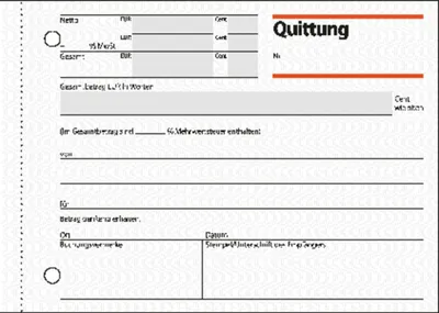 A close-up of a German receipt form.