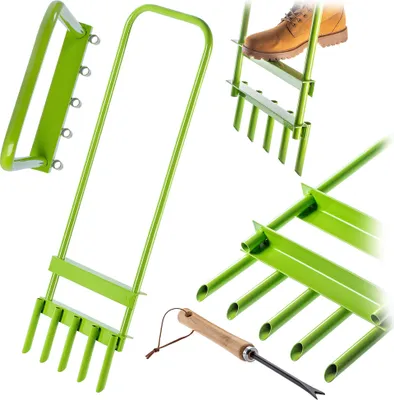 Produktbild von KADAX Manueller röhrenförmiger Rasenbelüfter, 90 x 30 cm, Stahl, grün